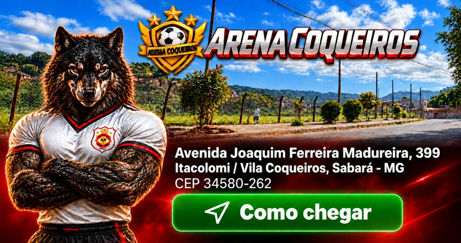 Arena Coqueiros — Avenida Joaquim Ferreira Madureira, 399, Itacolomi / Vila Coqueiros, Sabará - MG, CEP 34580-262. Como chegar.